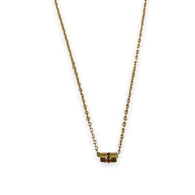 Gold Roll Tube with Sapphires Necklace