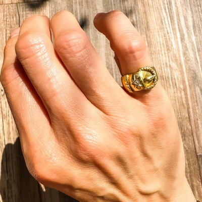 ESTATE 18K Yellow Gold Diamond Buckle Ring, c1880