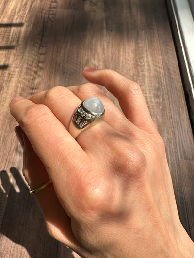 ESTATE 14K White Gold Star Sapphire Ring
