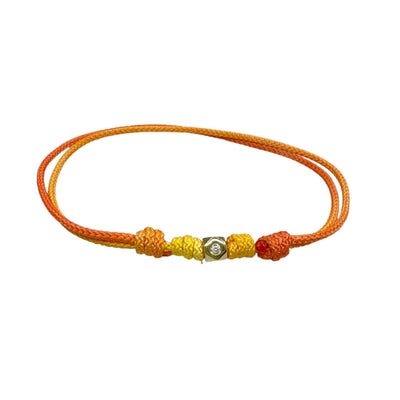 Yellow Gold Flat Tetra Bead with Diamond Cord Bracelet