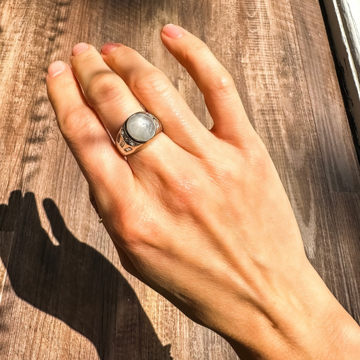 ESTATE 14K White Gold Star Sapphire Ring