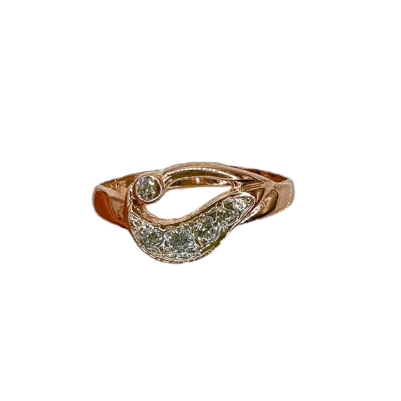 VINTAGE 14k Rose Gold Diamond Ring