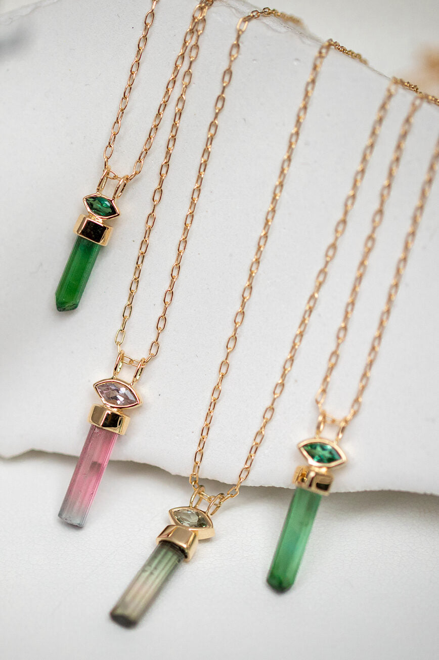 Natural Pencil & Marquise Tourmaline Necklace
