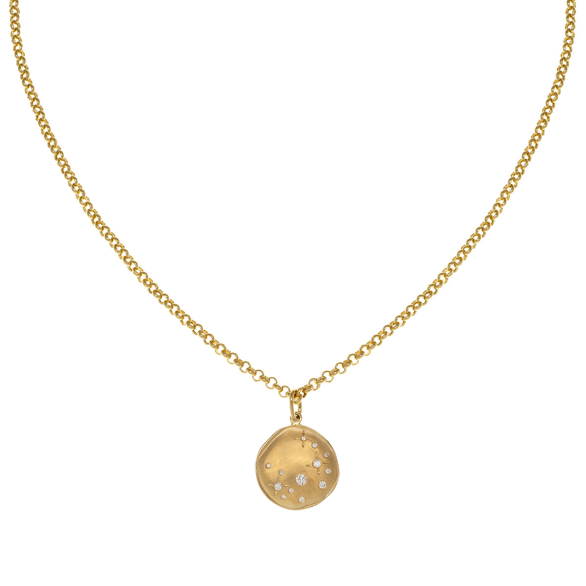 18k yellow gold necklace coin diamonds