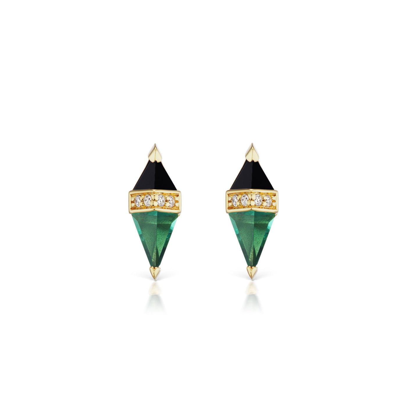 Pietra Studs with Green Quartz & Black Onyx