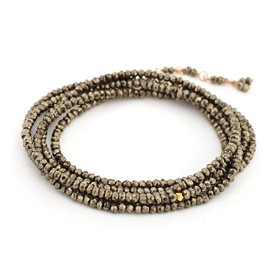 pyrite 18k yellow gold wrap necklace bracelet stones beads