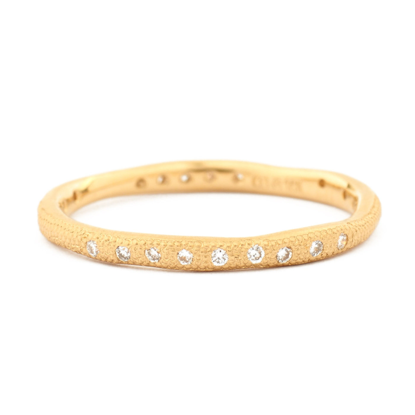 18k yellow gold textured diamond ring