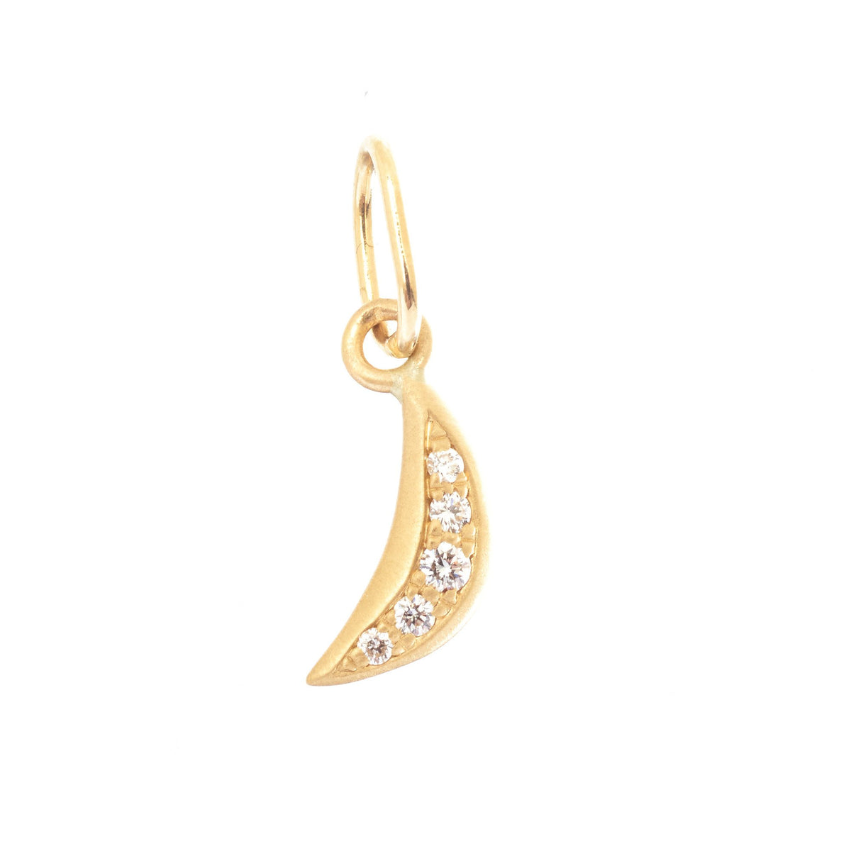 18k yellow gold charm diamond mini crescent moon